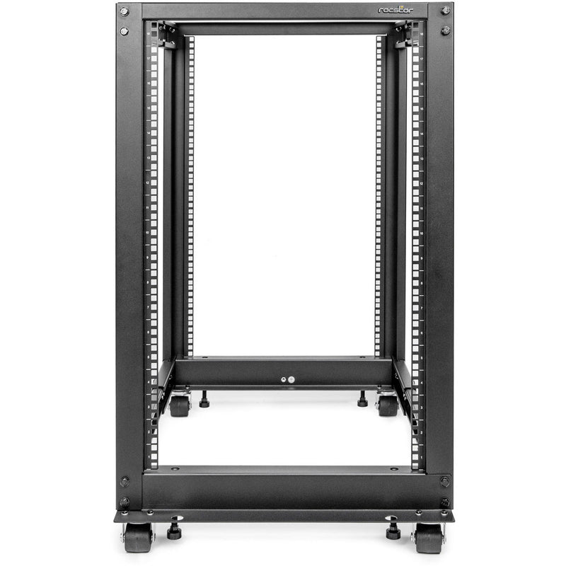 Rocstor SolidRack Open Frame 4-Post Adjustable Depth Rack (Black, 18 RU)