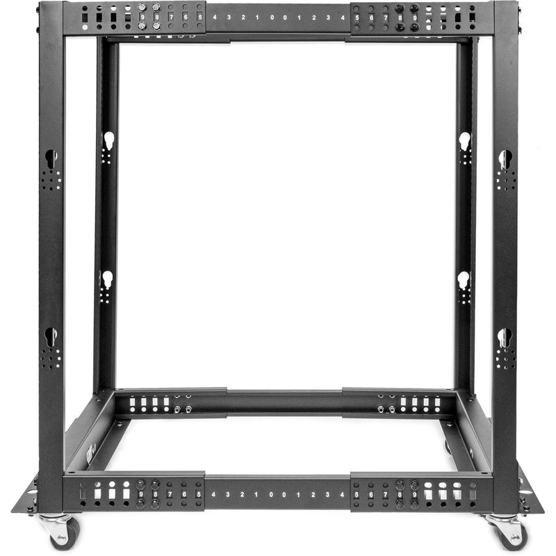 Rocstor SolidRack Open Frame 4-Post Adjustable Depth Rack (Black, 18 RU)