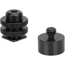 CAMVATE 5/8"-27 Male to 1/4"-20 Female with Cold Shoe Base and 5/8"-27 Female to 3/8"-16 Male Adapter Set