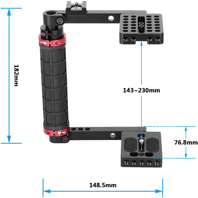 CAMVATE Foldable Half Camera Cage with Rubber Handgrip for Larger DSLRs