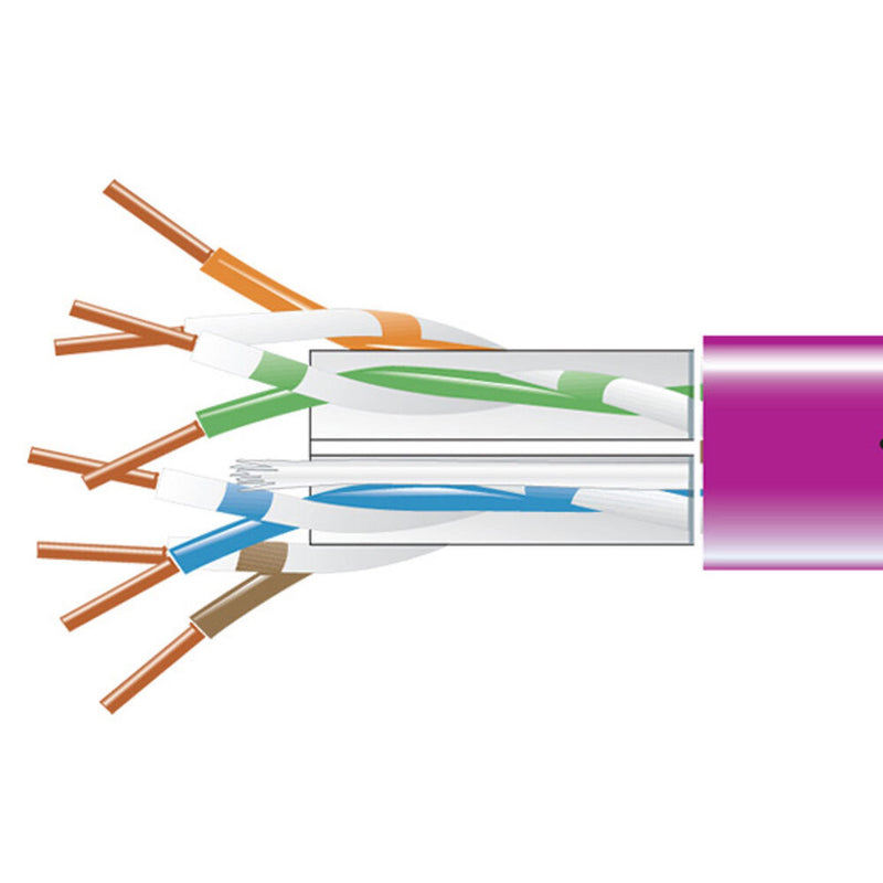 Black Box GigaTrue Cat6 550MHz Solid Ethernet Bulk Cable - CMP Plenum (1000', Violet)