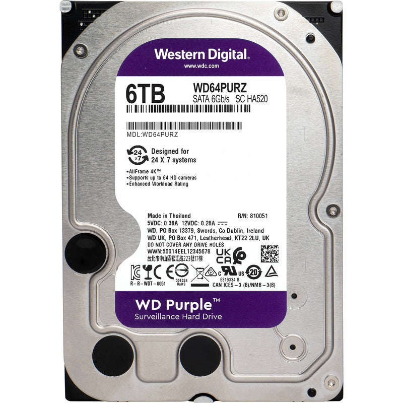 WD 6TB Purple SATA III 3.5" Internal Surveillance Hard Drive