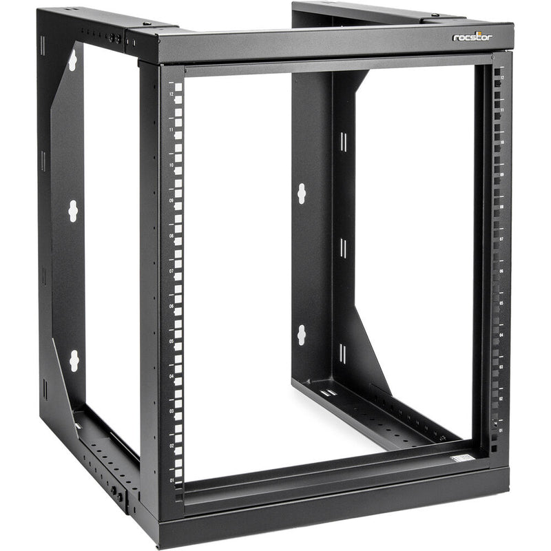 Rocstor SolidRack Open Frame Wall Mount 2-Post Adjustable Depth Rack (12 RU)