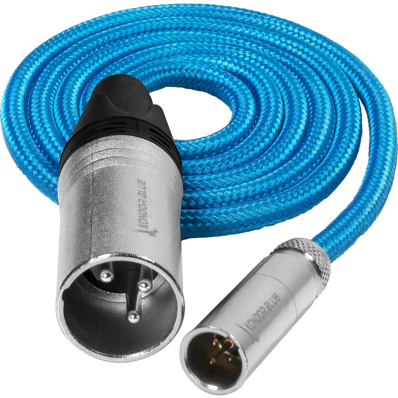 Kondor Blue Braided Mini-XLR Male to XLR Male Audio Cable (Blue, 3')