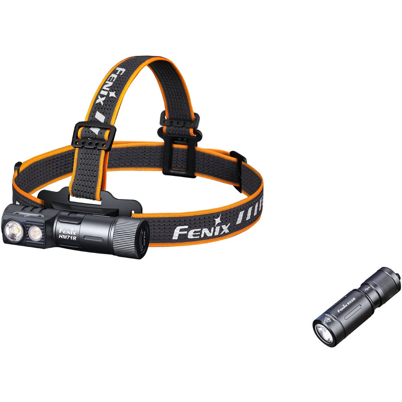 Fenix Flashlight HM71R Rechargeable Headlamp & E02R Rechargeable Keychain Flashlight 2023 Holiday Kit