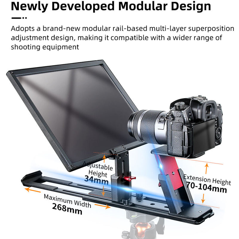 Desview T12S 12.9" Portable Teleprompter for Smartphone/Tablets with Remote Control