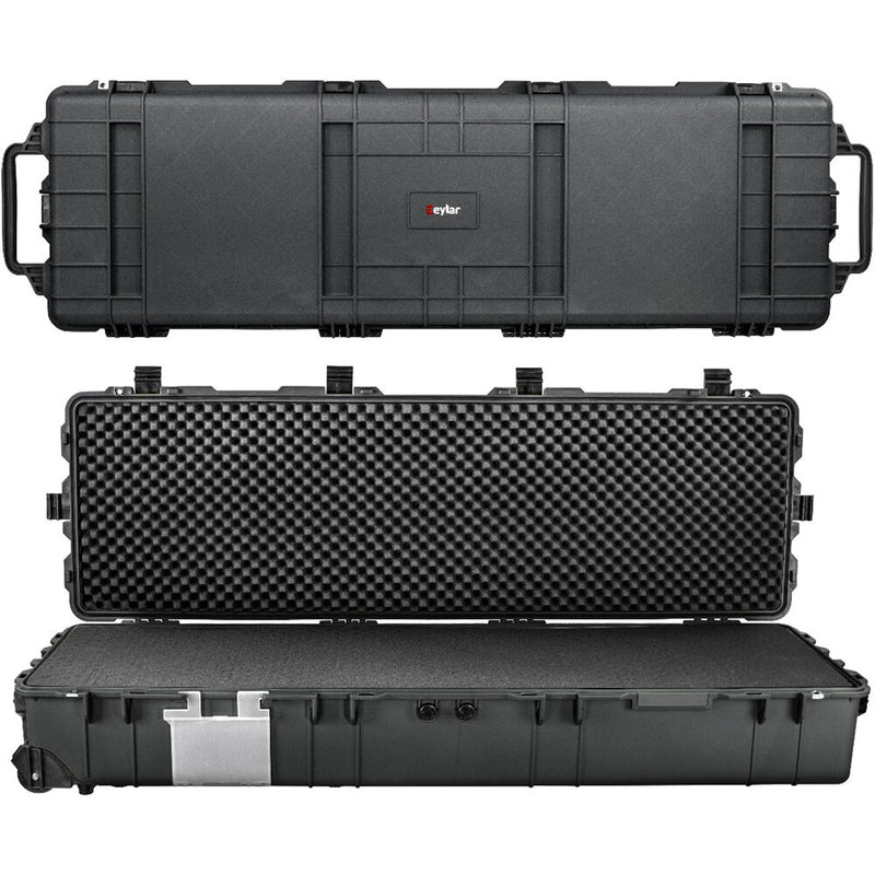 Eylar Waterproof Heavy Transport Roller Rifle Hard Case (Black)