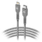 PowerPeak Braided USB-C to Lightning Cable (6', Silver)