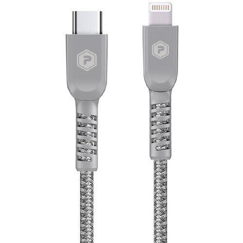 PowerPeak Braided USB-C to Lightning Cable (6', Silver)