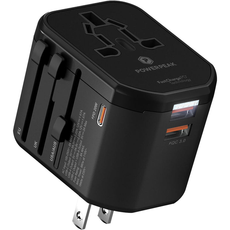 PowerPeak Universal Power Adapter with USB-C/USB-A Ports