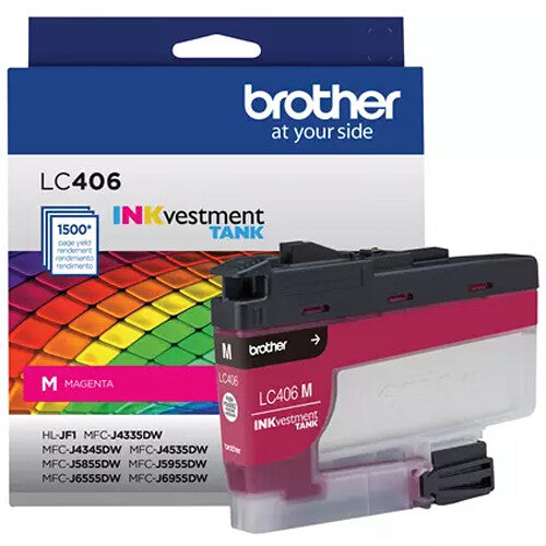 Brother Genuine LC406 INKvestment Tank Standard Yield Magenta Ink Cartridge