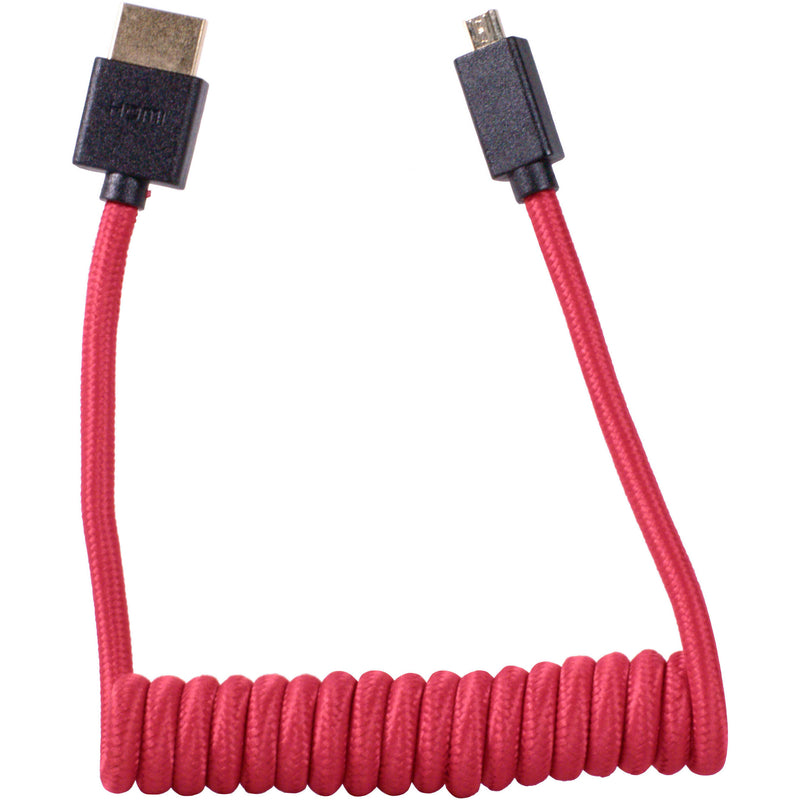 BLACKHAWK Coiled Micro HDMI to HDMI Cable (12-24", Red)