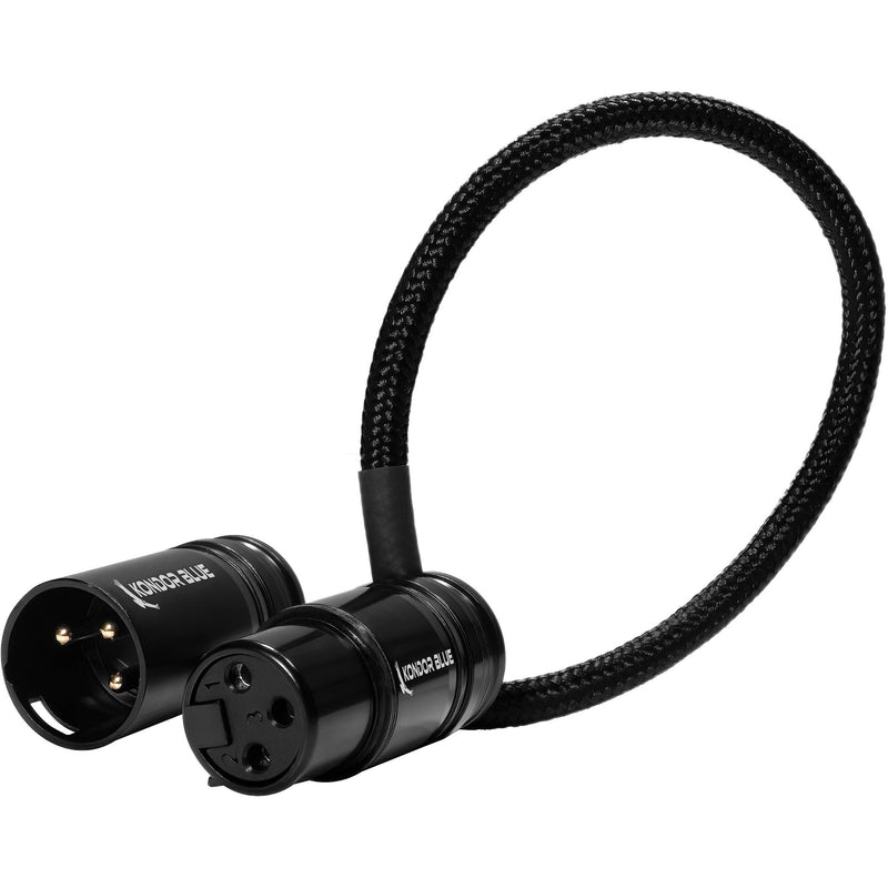 Kondor Blue Straight Low-Profile Right-Angle XLR Cable (8", Black)