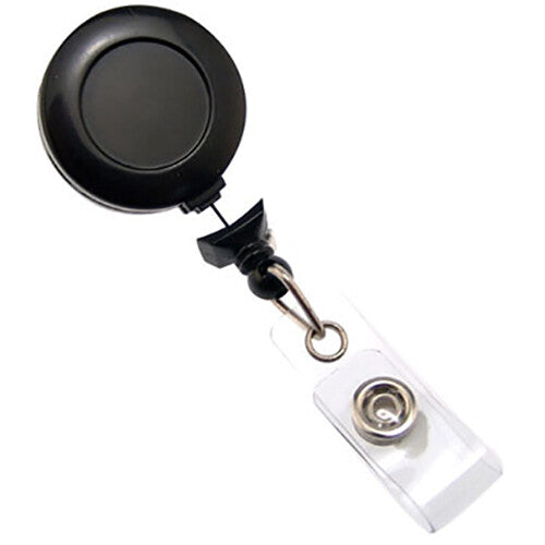 BRADY PEOPLE ID No-Twist Badge Reel with Clear Vinyl Strap & Belt Clip (Black, 25-Pack)