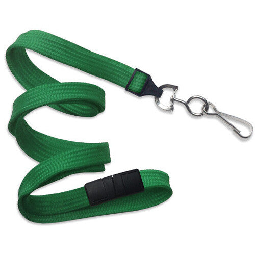 BRADY PEOPLE ID 3/8" Breakaway Lanyard with Universal Slide Adapter & Swivel Hook (Green, 100-Pack)