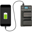 Vidpro Dual-Bay LCD Digital Charger with Power Bank for Select Panasonic Batteries