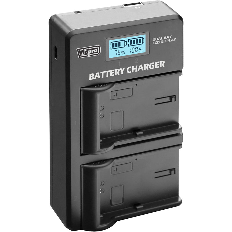 Vidpro Dual-Bay LCD Digital Charger for Select GoPro Batteries