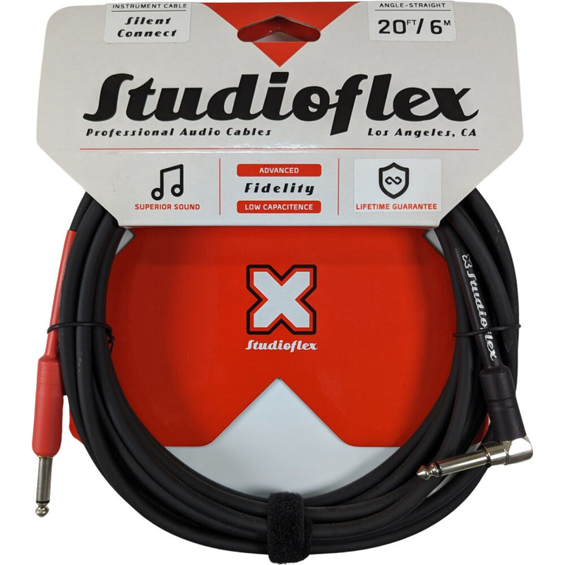 Studioflex Silent Connect Straight to Right-Angle 1/4" Instrument Cable (20')