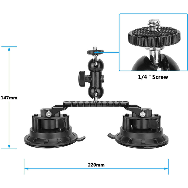 CAMVATE Dual Suction Cup Camera Mount with Swivel Ball Joint Mount