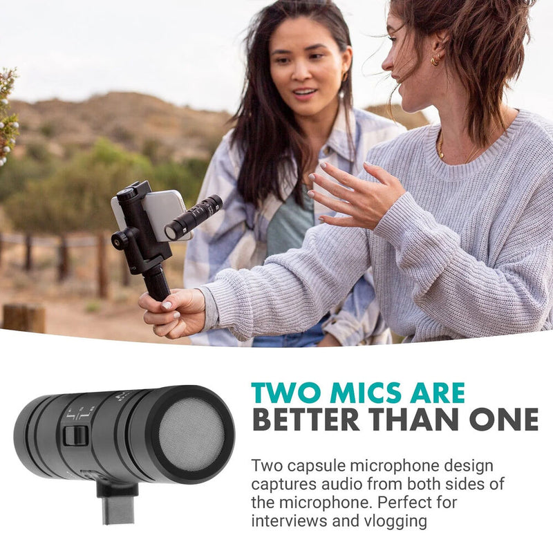 Movo Photo DoubleMic-UC Two-Sided Cardioid Video Shotgun Mic for USB-C Devices