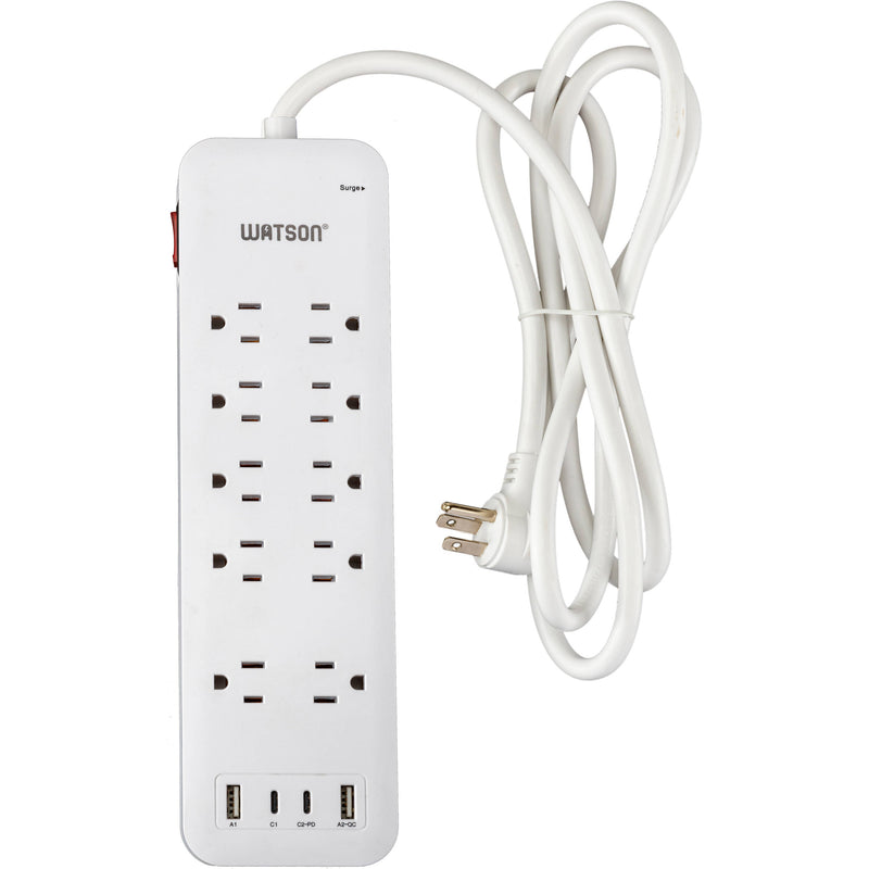 Watson 10-Outlet Surge Protector with USB (2450 Joules, White)