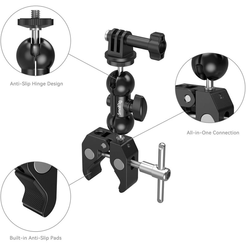 SmallRig Crab-Shaped Super Clamp with Ball Head Magic Arm, Action Mount & Phone Holder Kit