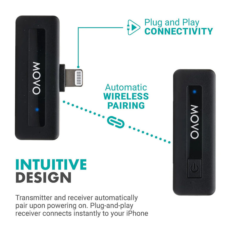 Movo Photo Mini DI Wireless Microphone System for Lightning Devices (2.4 GHz)