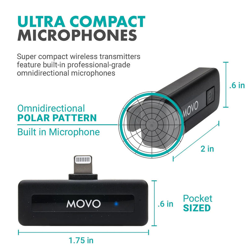 Movo Photo Mini DI Wireless Microphone System for Lightning Devices (2.4 GHz)