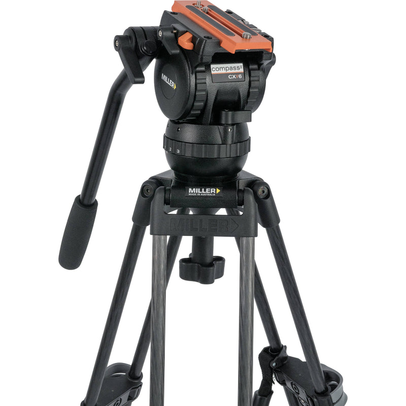 Miller Versa CXV6 Head, 75 Sprinter II 2-Stage Carbon Fiber Tripod, Mid-Level Spreader & Soft Case Kit