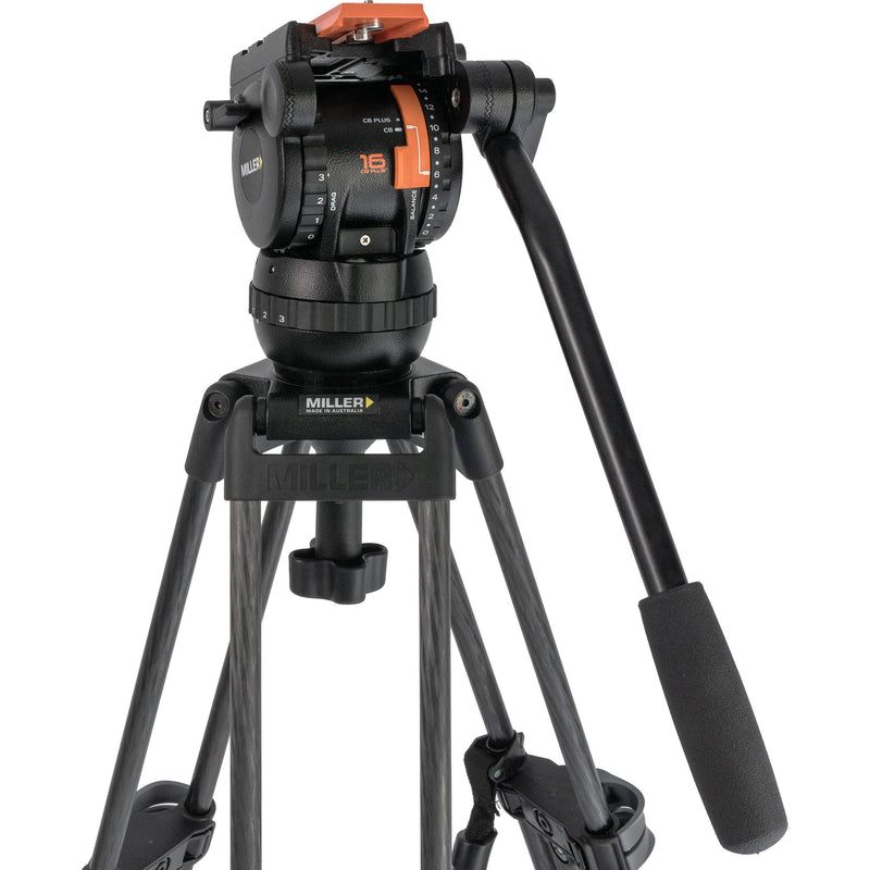 Miller Versa CXV6 Head, 75 Sprinter II 2-Stage Carbon Fiber Tripod, Mid-Level Spreader & Soft Case Kit