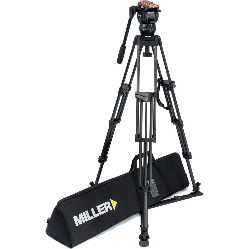 Miller Versa CXV8 Head, 75 Sprinter II 2-Stage Carbon Fiber Tripod, Ground Spreader & Soft Case Kit