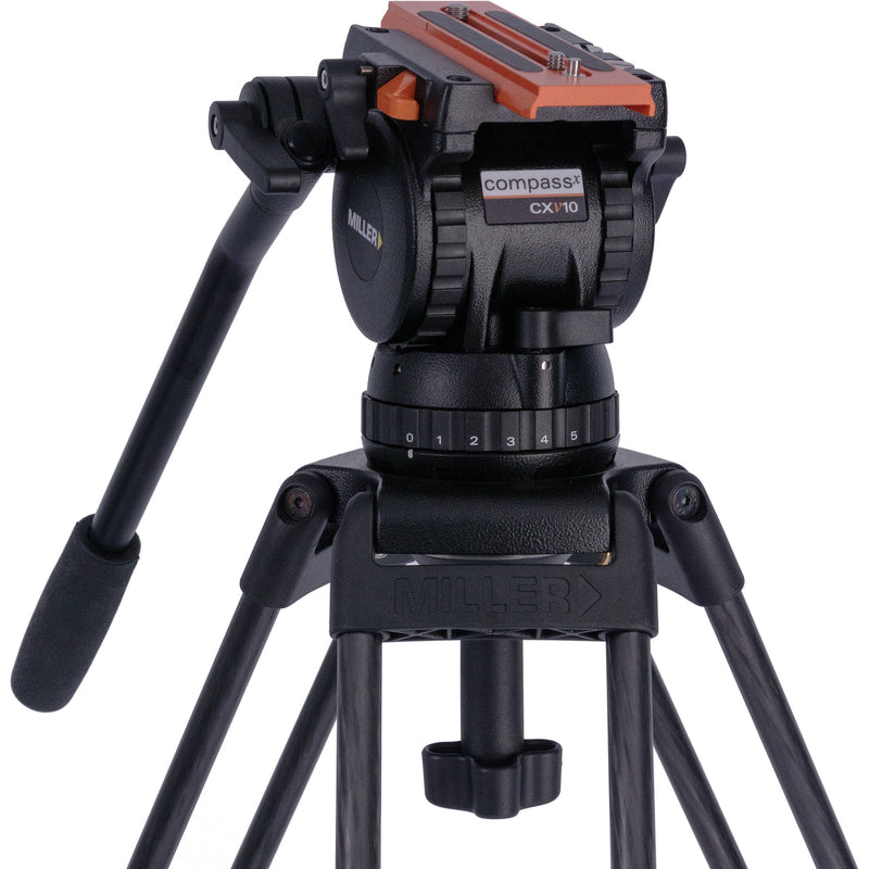 Miller Versa CXV10 Head, Sprinter II 2-Stage CF Tripod, Mid-Level Spreader, Rubber Feet & Soft Case Kit