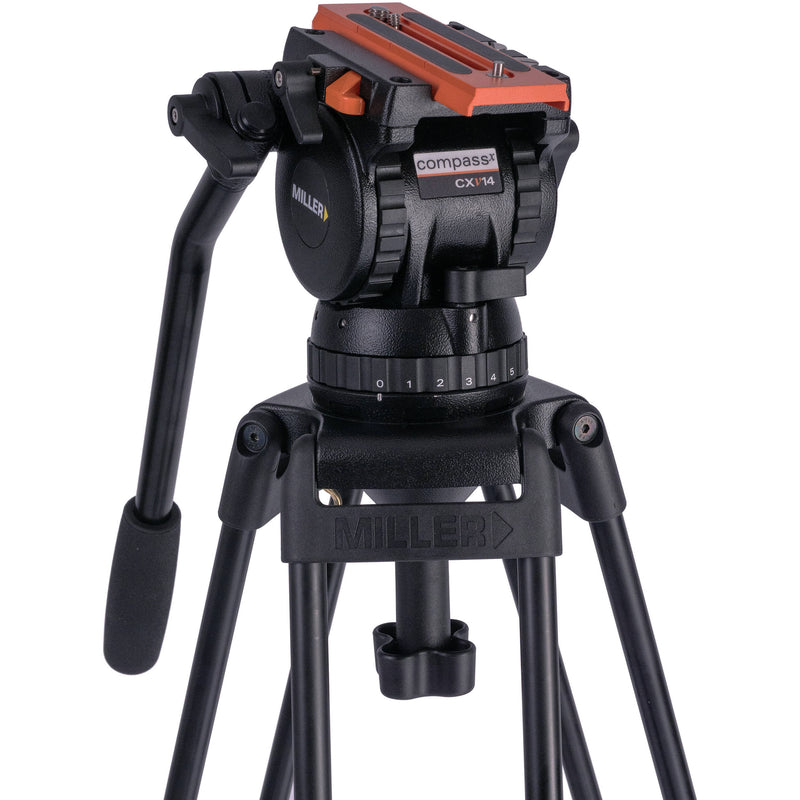 Miller Versa CXV14 Head, Sprinter II 1-Stage Alloy Tripod, Mid-Level Spreader, Rubber Feet & Soft Case Kit