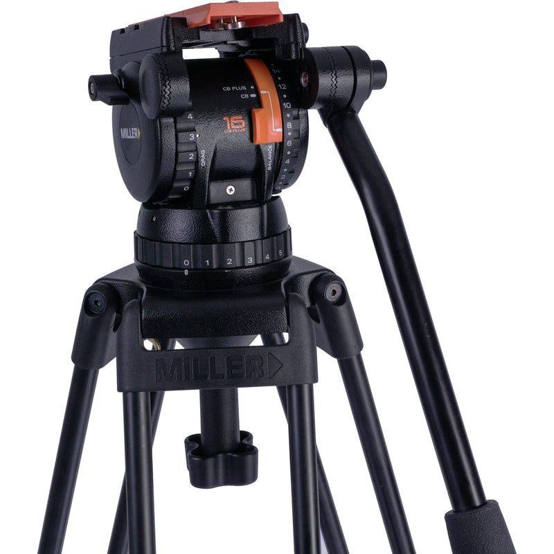 Miller Versa CXV14 Head, Sprinter II 1-Stage Alloy Tripod, Mid-Level Spreader, Rubber Feet & Soft Case Kit