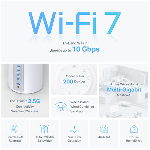 TP-Link Deco BE63 BE10000 Wireless Tri-Band 2.5G 3-Piece Whole Home Mesh System