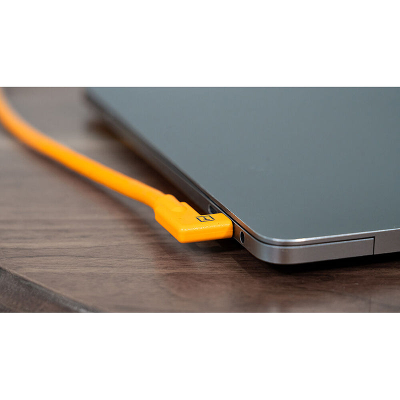 Tether Tools TetherPro Dual Right-Angle USB-C Cable (15', High-Visibility Orange)