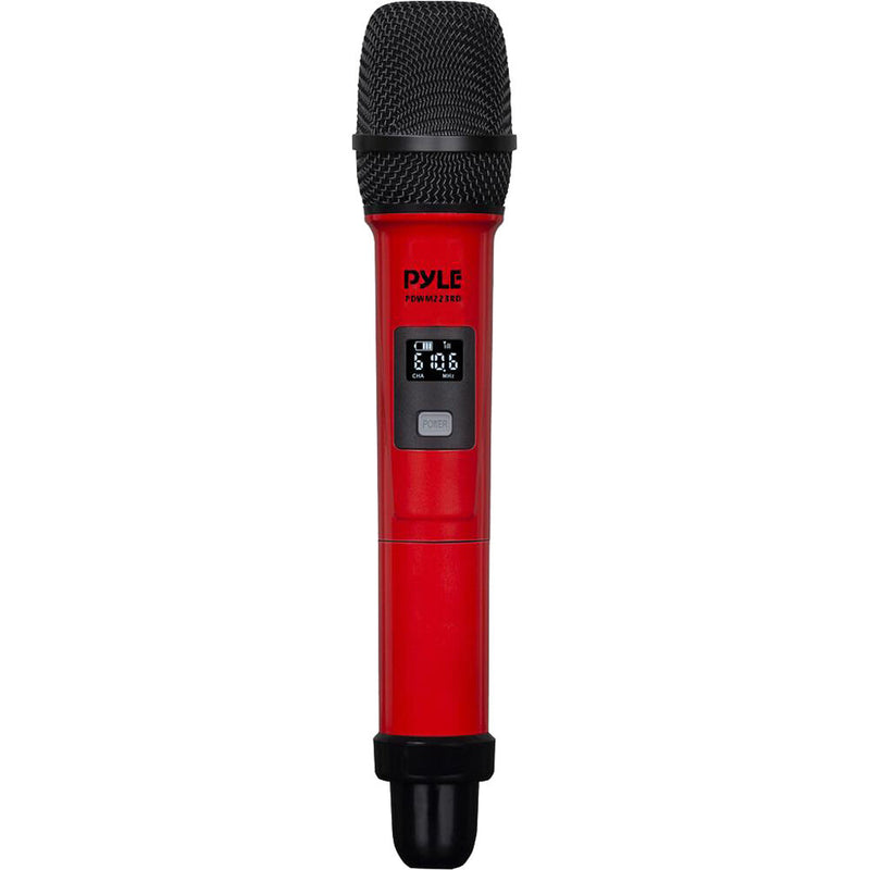 Pyle Pro Universal UHF 4-Channel Wireless Handheld Microphone System (Red, 500 to 938 MHz)