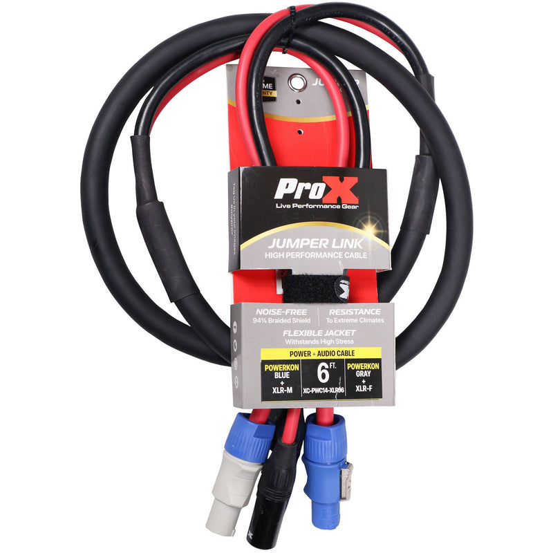 ProX Jumper PowerKon and XLR Link Cable (6')