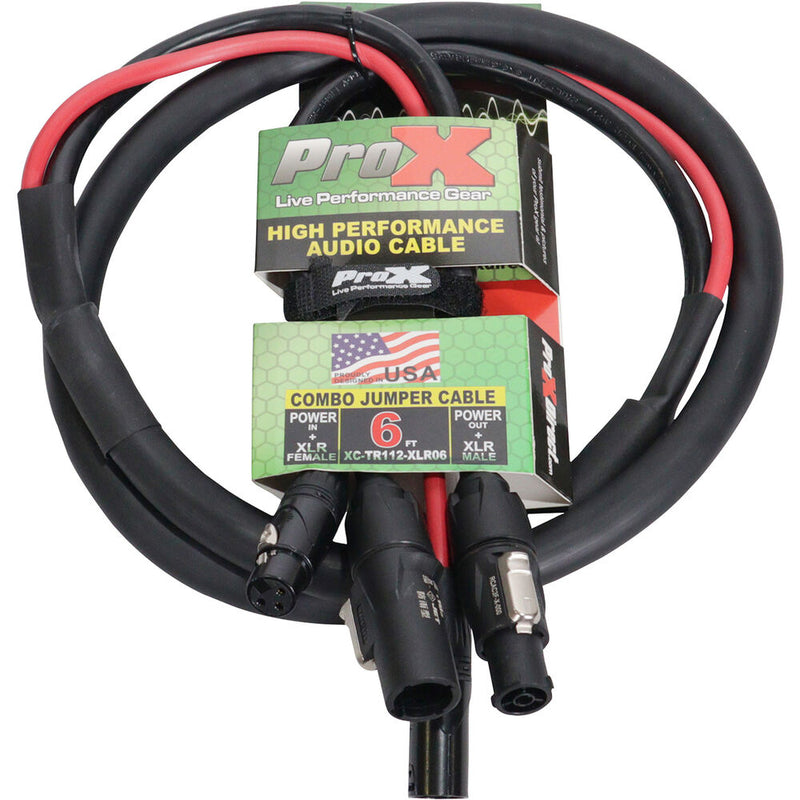 ProX Dual Powerkon to 3-Pin XLR Dual Combo Link Jumper Cable (6')