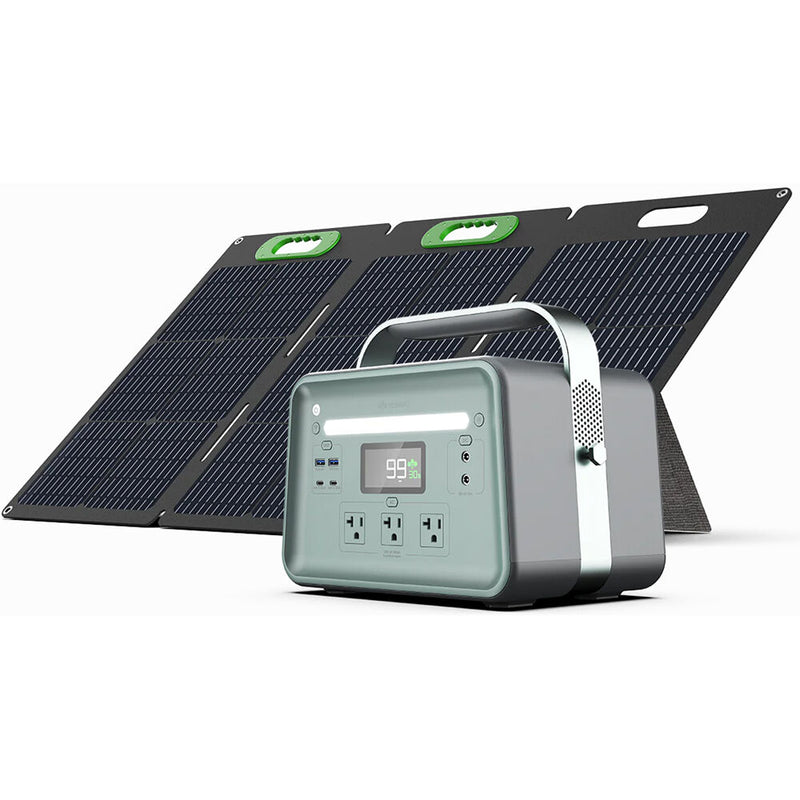 Yoshino Technology B660 Solid-State Portable Solar Generator with 100W Solar Panel