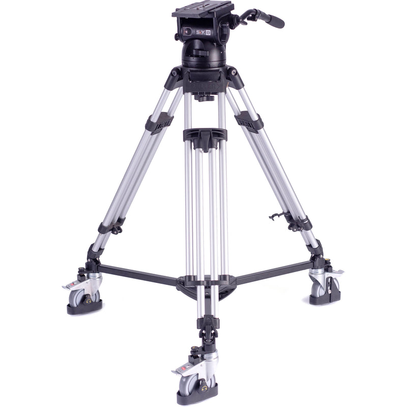 Miller SkyX 8 Fluid Head, HD 1-Stage Alloy Tripod, Mid-Level Spreader, Dolly & Rubber Feet Kit