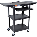 Luxor Adjustable-Height Steel Utility Cart With Keyboard Tray and Drop Leaf Shelves (Black)