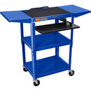 Luxor Adjustable-Height Steel Utility Cart With Keyboard Tray and Drop Leaf Shelves (Royal Blue)