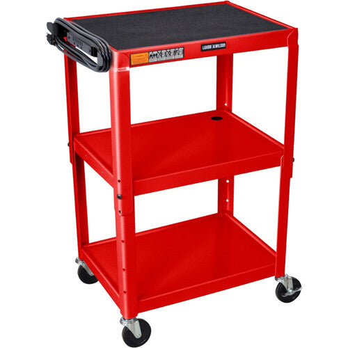 Luxor Adjustable-Height Steel Utility Cart (Red)