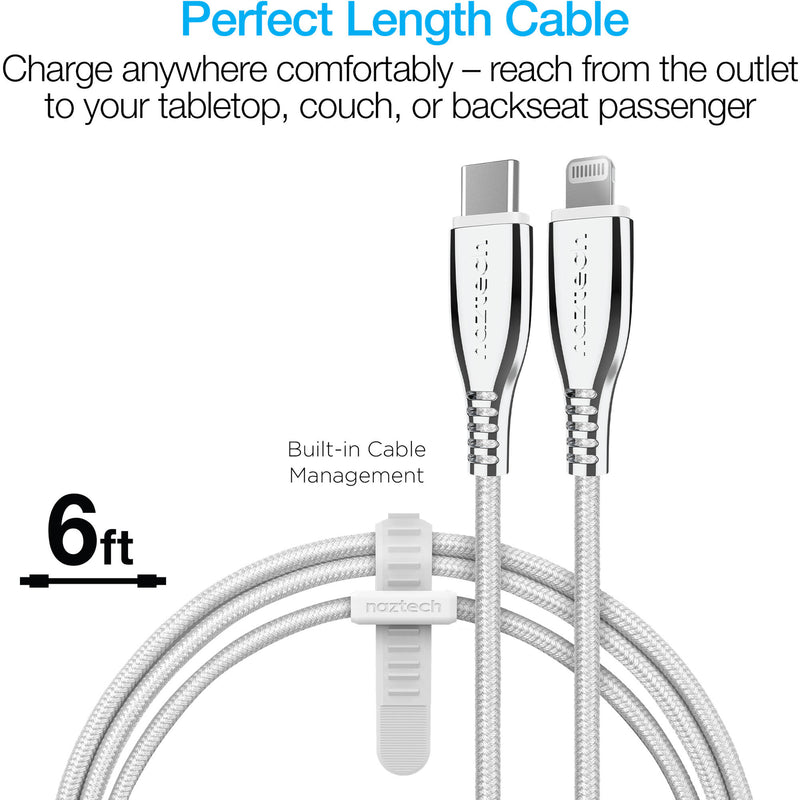 Naztech Titanium Lightning Cable (6', White)