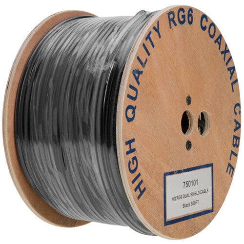 SatMaximum Dual-Shielded RG6 Coaxial Cable (500', Black)