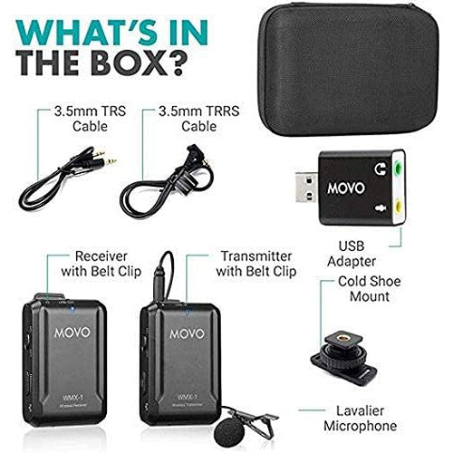 Movo Photo WMX-1 Wireless Lavalier Microphone System with USB Audio Adapter (2.4 GHz)