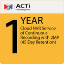 ACTi Cloud NVR Continuous Recording (2MP, 45 Days, 12 Months)