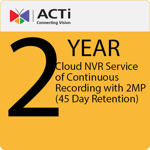 ACTi Cloud NVR Continuous Recording (2MP, 45 Days, 24 Months)