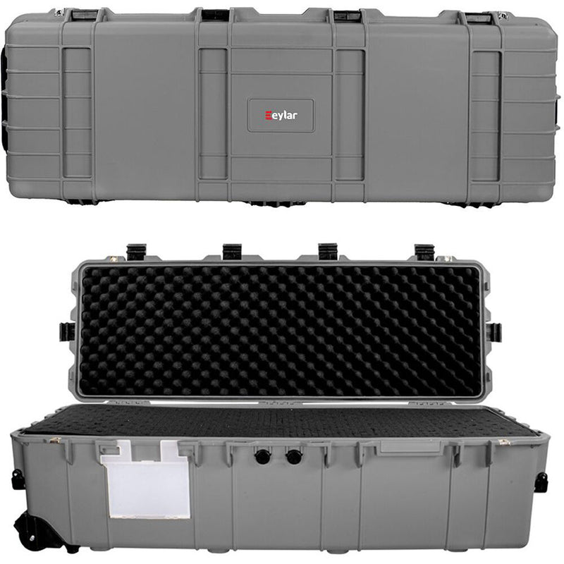 Eylar XL 44-Inch Deep Heavy Transport Roller Rifle Hard Case with Foam (Gray)